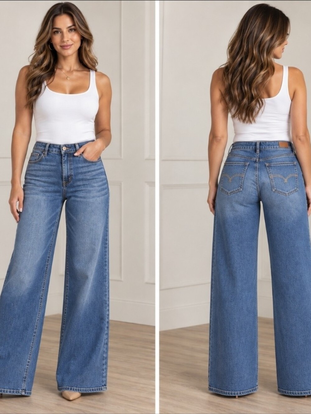 BCBGeneration Classic Wide-Leg Light Blue Women's Jeans